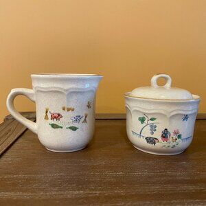 Vintage International Stoneware Japan Creamer and Sugar set